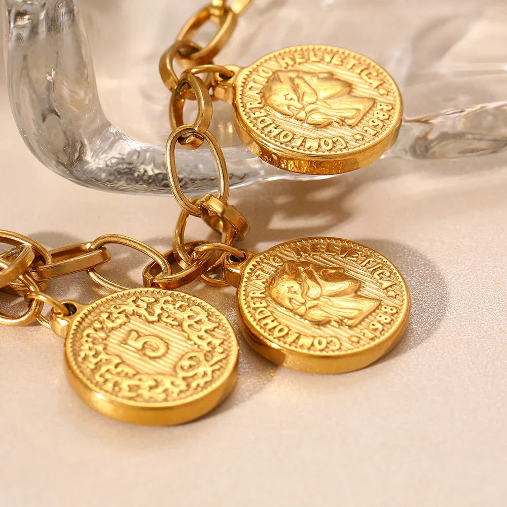 Moneda Royale | Bracelet Doré avec Pièces Élégantes