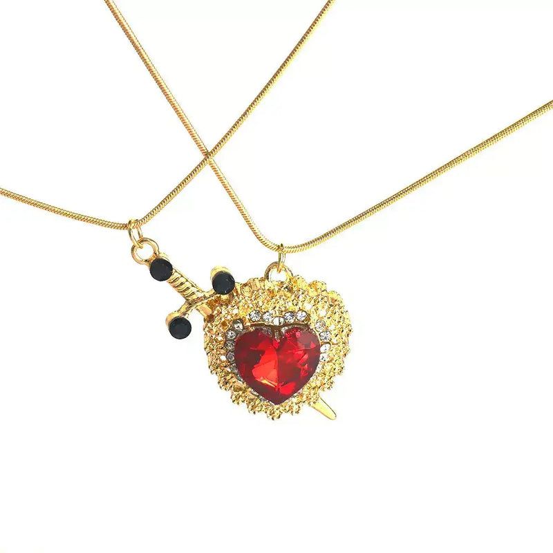 Gardien de l'Amour | Collier Cœur et Épée avec Zircon Brillant