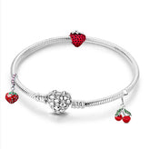 Ensemble Douceur de Fruits - Bracelet avec 3 Charms Fraises et Cerises