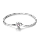 Amour Enlacé | Bracelet en Argent avec Cœur Rose et Détails Envolvants