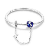 Globe Céleste | Bracelet en Argent avec Perle du Monde