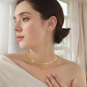 Double Élégance | Collier Minimaliste en Chaînes Dorées