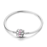 Ruban Rosé | Bracelet en Argent avec Noeud Élégant et Strass Roses Délicats