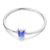 Papillon Bleu | Bracelet en Argent avec Papillon Émaillé et Détails Étincelants