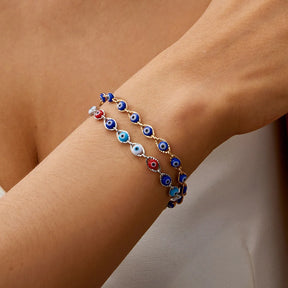 Oeil Bleu | Bracelet Doré avec Détails Protecteurs