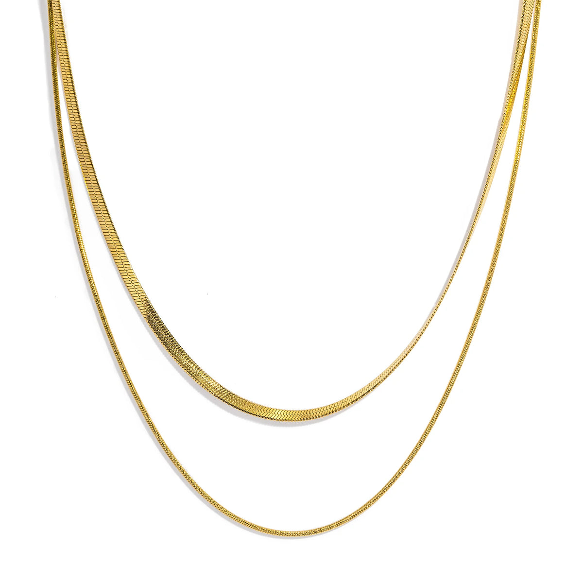 Double Élégance | Collier Minimaliste en Chaînes Dorées