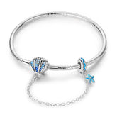 Éclat Marin | Bracelet en Argent avec Coquillage Bleu