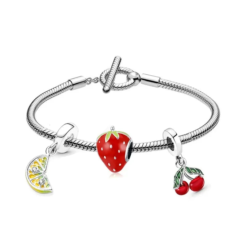 Ensemble Délices Fruités - Bracelet avec 3 Charms Fruités