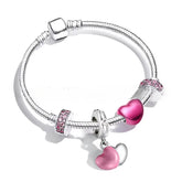 Ensemble Rose Éternelle - Bracelet avec 3 Charms d'Amour