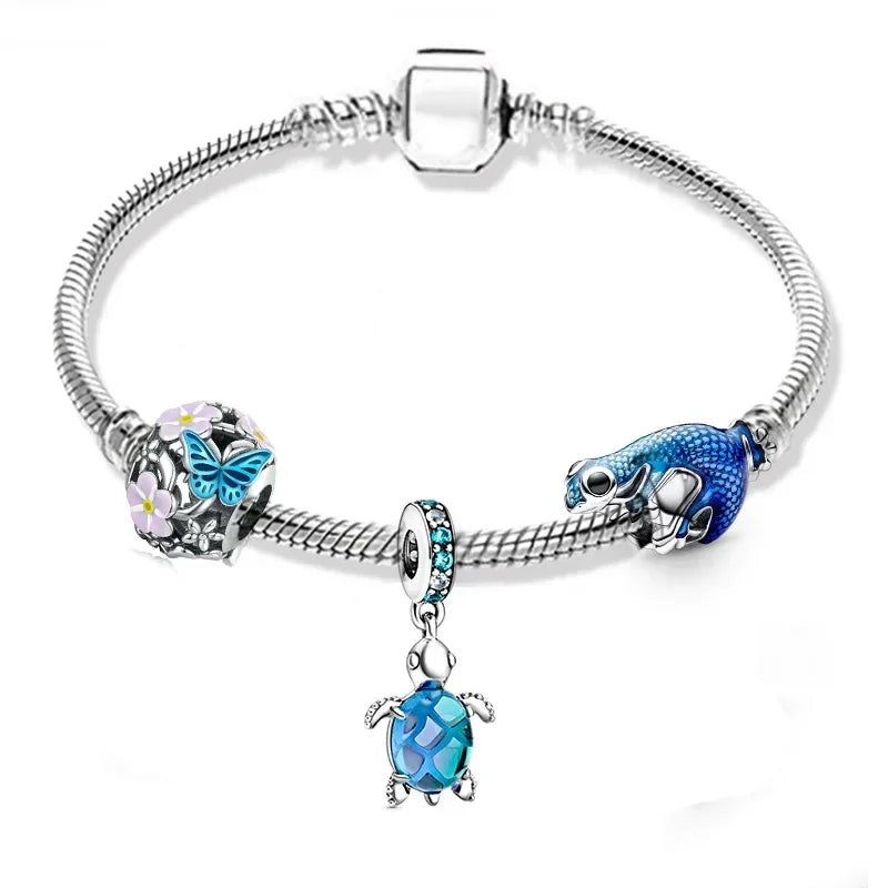 Ensemble Nature et Océan - Bracelet avec 3 Charms Tropicaux